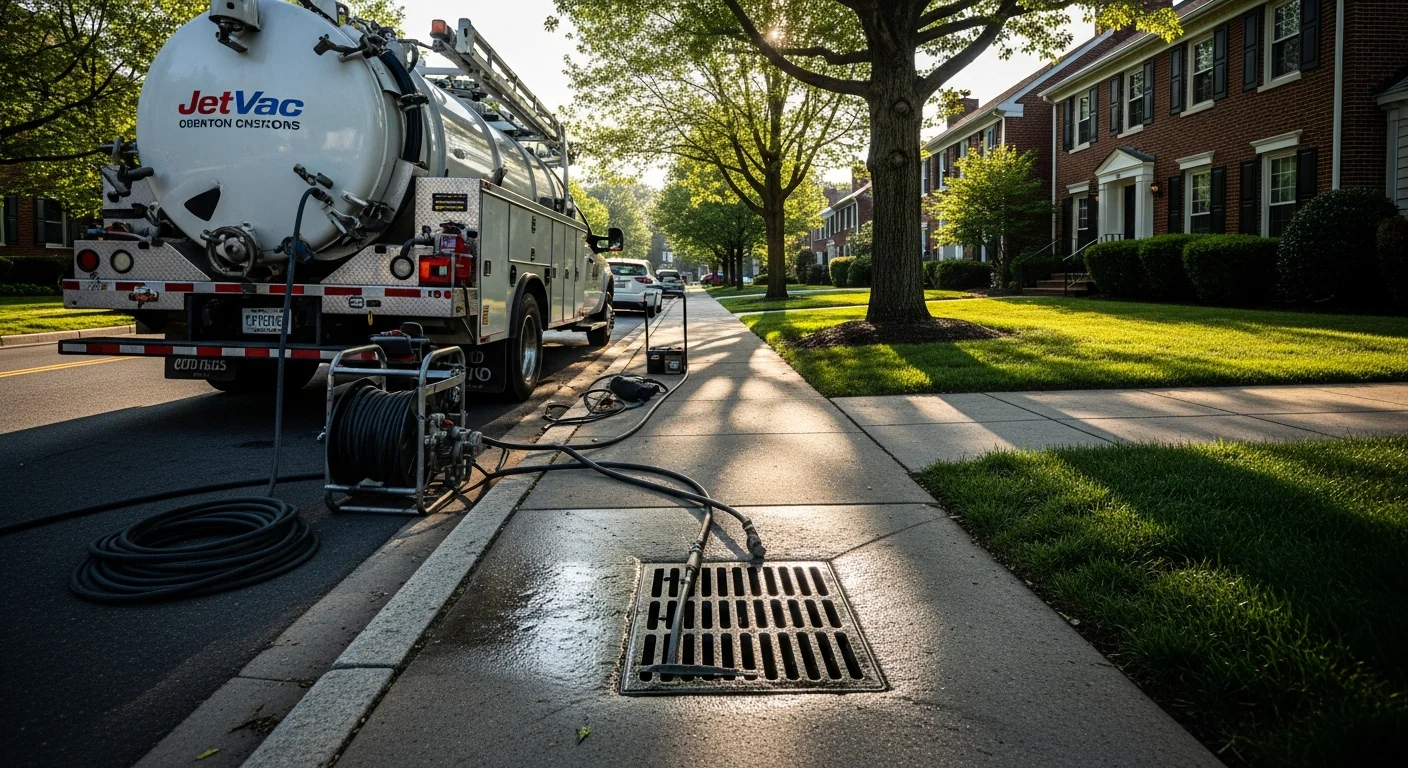 Professional drain cleaning truck with hydro-jetting equipment