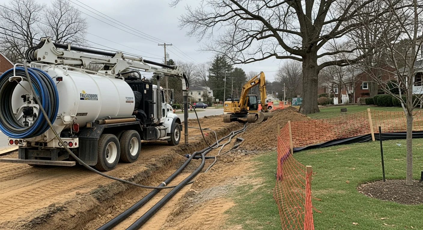 Hydro excavation truck performing safe utility location work