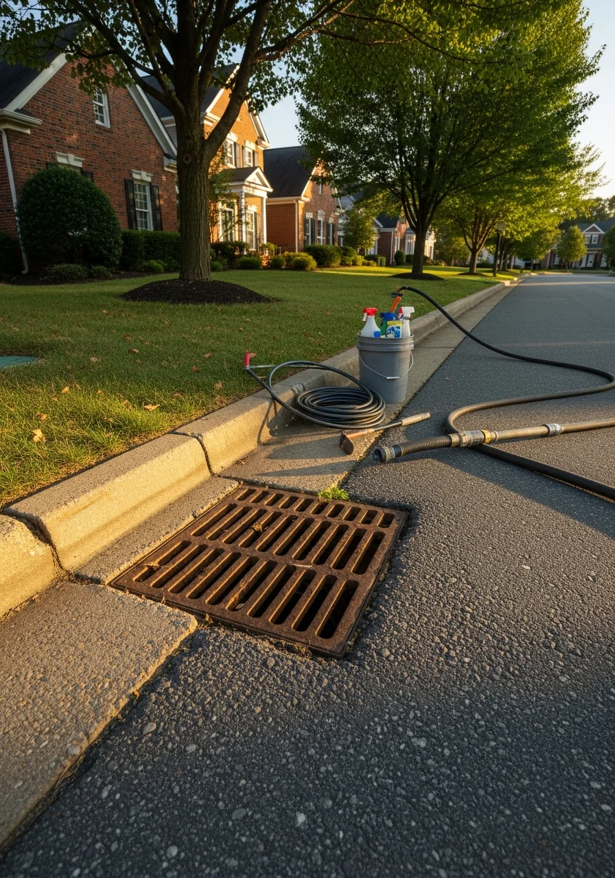 Stormwater drainage system and catch basin maintenance in Centreville residential area