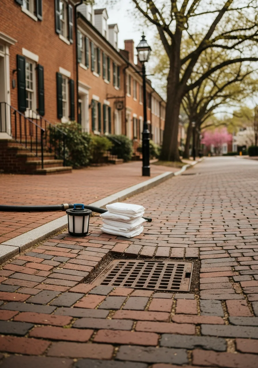 Stormwater catch basin and drainage system maintenance in Fredericksburg residential area