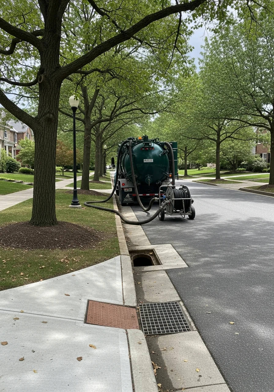 Storm drain system and catch basin maintenance in Rockville residential neighborhood