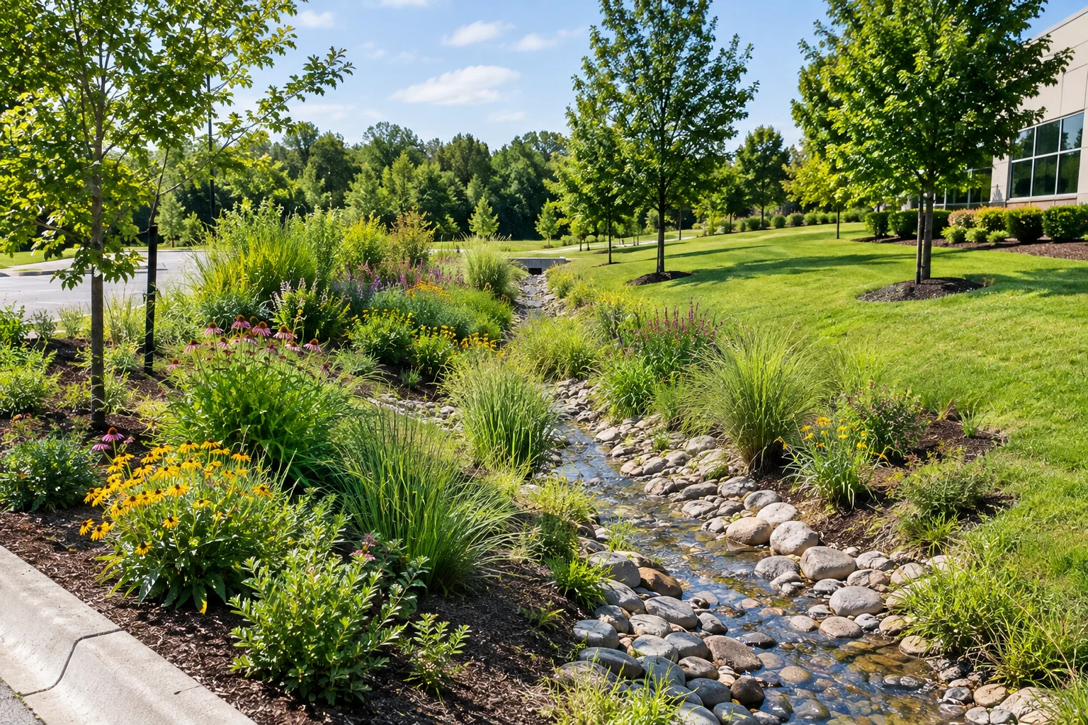 Bioretention rain garden and stormwater management facility